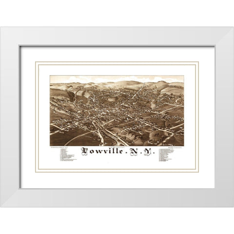 Lowville New York - Burleigh 1885  White Modern Wood Framed Art Print with Double Matting by Burleigh