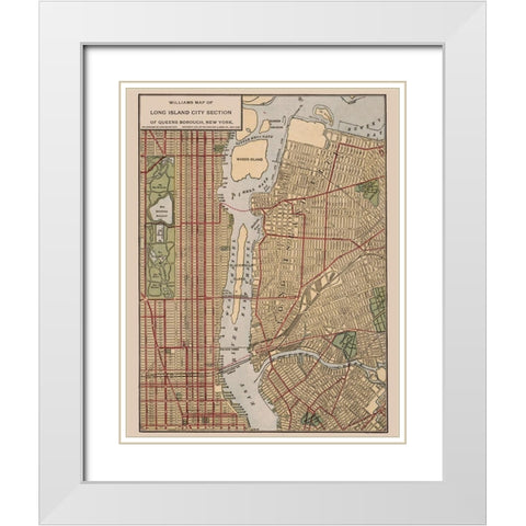 Long Island New York - Williams 1911  White Modern Wood Framed Art Print with Double Matting by Williams