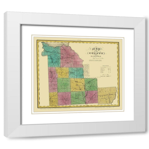Madison New York Landowner - Burr 1829 White Modern Wood Framed Art Print with Double Matting by Burr