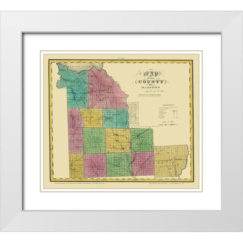 Madison New York Landowner - Burr 1829 White Modern Wood Framed Art Print with Double Matting by Burr