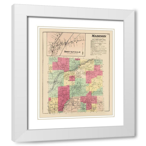 Madison New York Landowner - Whitman 1875 White Modern Wood Framed Art Print with Double Matting by Whitman