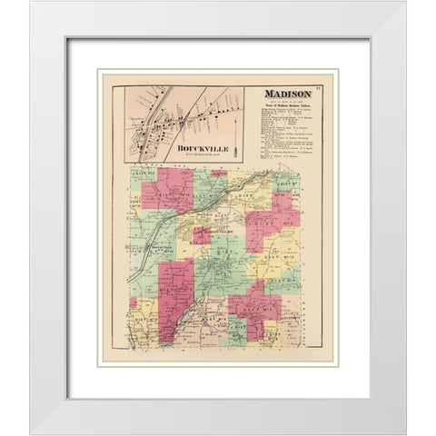 Madison New York Landowner - Whitman 1875 White Modern Wood Framed Art Print with Double Matting by Whitman