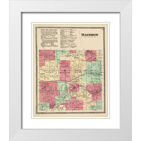 Macedon New York Landowner - Beers 1874 White Modern Wood Framed Art Print with Double Matting by Beers