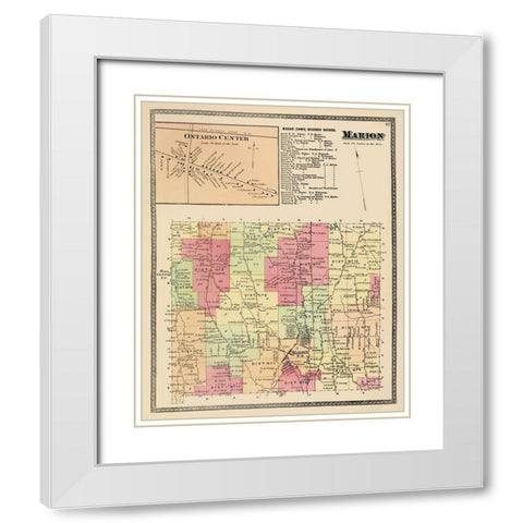 Marion New York Landowner - Beers 1874 White Modern Wood Framed Art Print with Double Matting by Beers