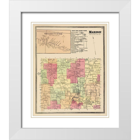 Marion New York Landowner - Beers 1874 White Modern Wood Framed Art Print with Double Matting by Beers