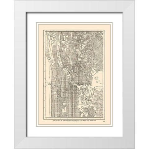 Manhattan, Bronx - New York - Reynold 1921 White Modern Wood Framed Art Print with Double Matting by Reynold