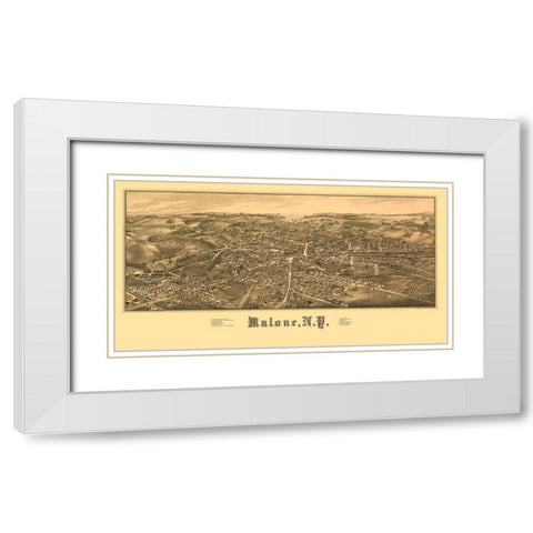Malone New York - Burleigh 1886  White Modern Wood Framed Art Print with Double Matting by Burleigh