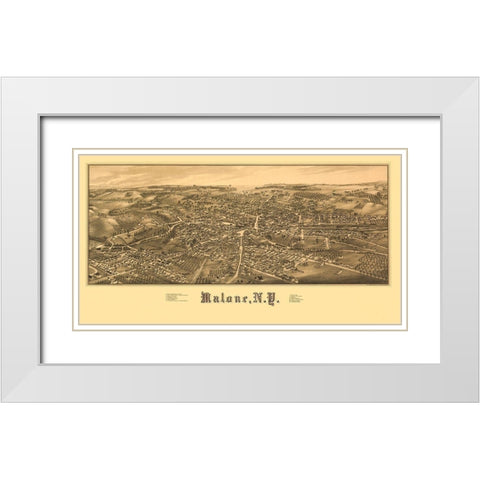Malone New York - Burleigh 1886  White Modern Wood Framed Art Print with Double Matting by Burleigh