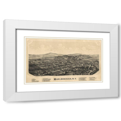 Marlborough New York - Burleigh 1891  White Modern Wood Framed Art Print with Double Matting by Burleigh