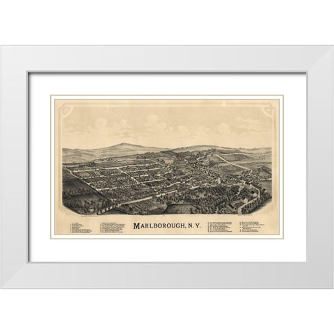 Marlborough New York - Burleigh 1891  White Modern Wood Framed Art Print with Double Matting by Burleigh