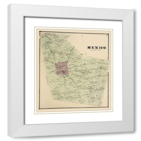 Mexico New York Landowner - Stone 1866 White Modern Wood Framed Art Print with Double Matting by Stone