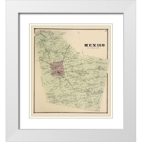 Mexico New York Landowner - Stone 1866 White Modern Wood Framed Art Print with Double Matting by Stone