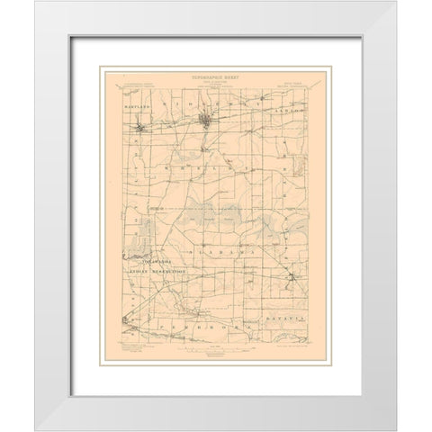 Medina New York Quad - USGS 1897 White Modern Wood Framed Art Print with Double Matting by USGS