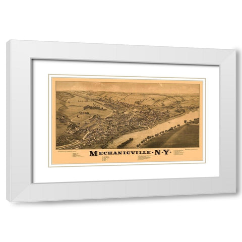 Mechanicville New York - Burleigh 1880  White Modern Wood Framed Art Print with Double Matting by Burleigh
