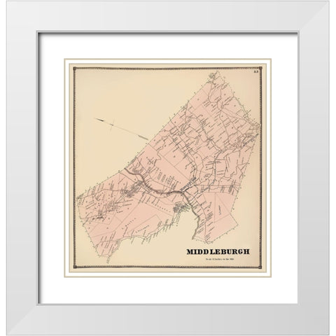 Middleburgh New York Landowner - Stone 1866 White Modern Wood Framed Art Print with Double Matting by Stone