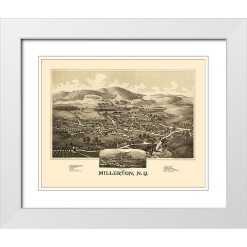 Millerton New York - Burleigh 1887  White Modern Wood Framed Art Print with Double Matting by Burleigh