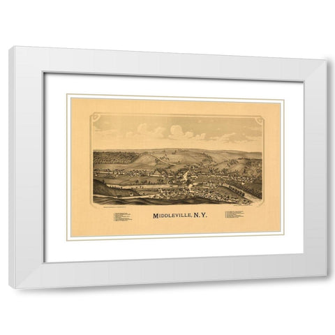 Middleville New York - Burleigh 1890  White Modern Wood Framed Art Print with Double Matting by Burleigh