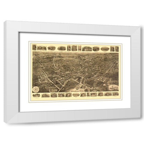 Middletown New York - Fowler 1921  White Modern Wood Framed Art Print with Double Matting by Fowler