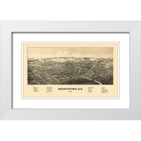 Middletown New York - Burleigh 1887  White Modern Wood Framed Art Print with Double Matting by Burleigh