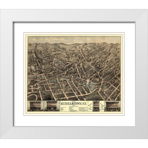 Middletown New York - Rogers 1874  White Modern Wood Framed Art Print with Double Matting by Rogers