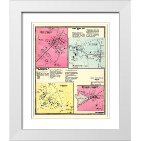 Mount Kisco New York Landowner - Beers 1868 White Modern Wood Framed Art Print with Double Matting by Beers