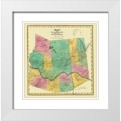 Montgomery New York Landowner - Burr 1829 White Modern Wood Framed Art Print with Double Matting by Burr