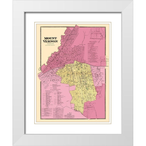 Mount Vernon New York Landowner - Beers 1868 White Modern Wood Framed Art Print with Double Matting by Beers