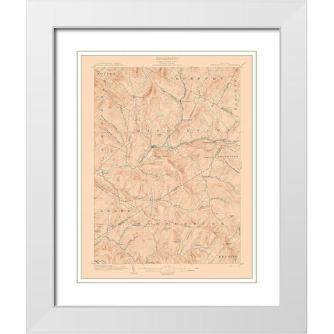 Margaretville New York Quad - USGS 1904 White Modern Wood Framed Art Print with Double Matting by USGS