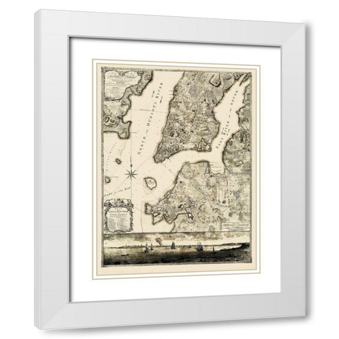 New York New York Landowner - Jefferys 1776 White Modern Wood Framed Art Print with Double Matting by Jefferys