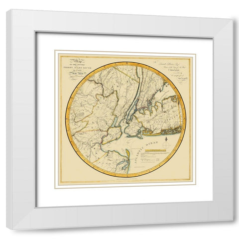 New York New York - Dunning 1812 White Modern Wood Framed Art Print with Double Matting by Dunning
