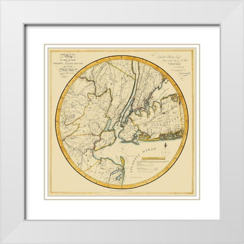 New York New York - Dunning 1812 White Modern Wood Framed Art Print with Double Matting by Dunning