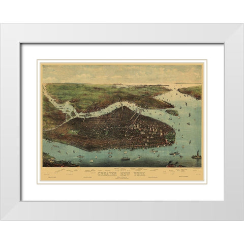 Greater New York New York - Koehler 1905 White Modern Wood Framed Art Print with Double Matting by Koehler