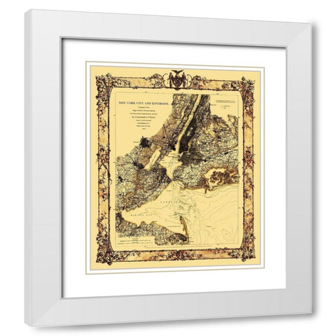 New York New York - Lindenkohl 1860 White Modern Wood Framed Art Print with Double Matting by Lindenkohl
