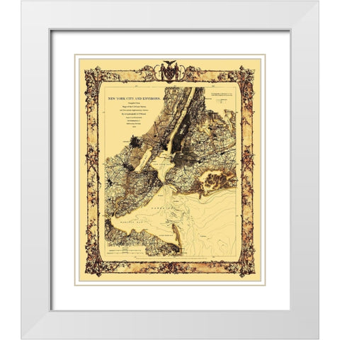 New York New York - Lindenkohl 1860 White Modern Wood Framed Art Print with Double Matting by Lindenkohl