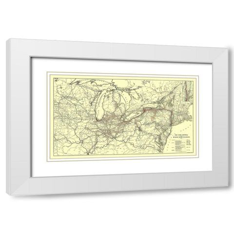 New York Central, Hudson River Railroad 1900 White Modern Wood Framed Art Print with Double Matting by Matthews