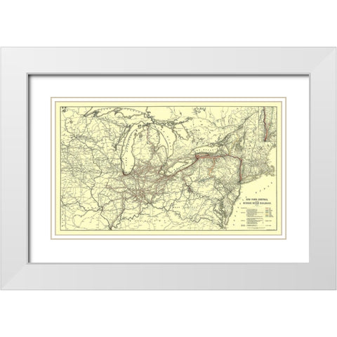 New York Central, Hudson River Railroad 1900 White Modern Wood Framed Art Print with Double Matting by Matthews