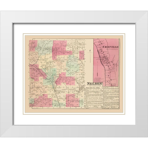 Nelson New York Landowner - Whitman 1875 White Modern Wood Framed Art Print with Double Matting by Whitman