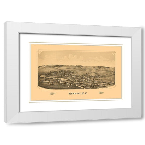 Newport New York - Burleigh 1890  White Modern Wood Framed Art Print with Double Matting by Burleigh