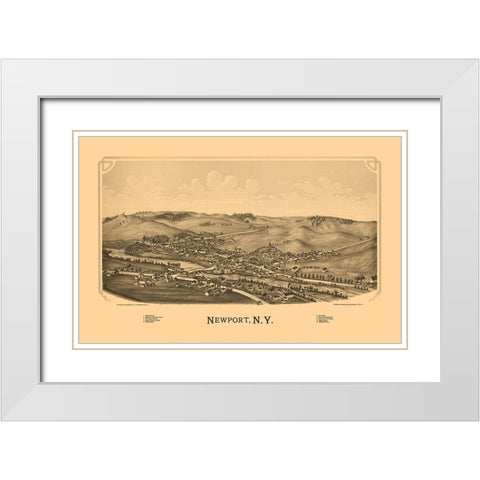 Newport New York - Burleigh 1890  White Modern Wood Framed Art Print with Double Matting by Burleigh