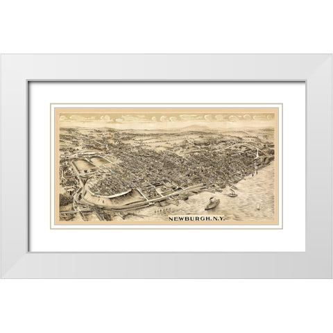 Newburgh New York -1900 White Modern Wood Framed Art Print with Double Matting by Unknown