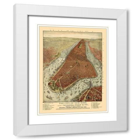 New York - Root 1879  White Modern Wood Framed Art Print with Double Matting by Root