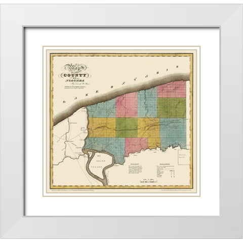 Niagara New York - Burr 1829 White Modern Wood Framed Art Print with Double Matting by Burr