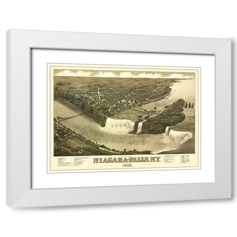 Niagara Falls New York - Stoner 1882 White Modern Wood Framed Art Print with Double Matting by Stoner