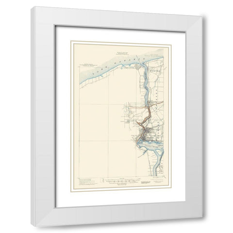 Niagara Falls New York Quad - USGS 1901 White Modern Wood Framed Art Print with Double Matting by USGS