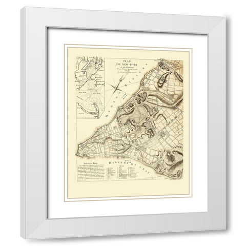 New York New York Planning - French Engineers 1775 White Modern Wood Framed Art Print with Double Matting by French Engineers