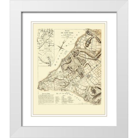 New York New York Planning - French Engineers 1775 White Modern Wood Framed Art Print with Double Matting by French Engineers