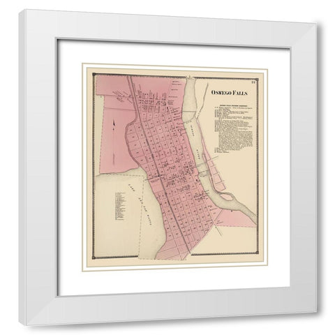Oswego Falls New York Landowner - Stone 1867 White Modern Wood Framed Art Print with Double Matting by Stone