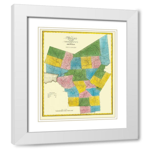 Oneida New York Landowner - Burr 1829 White Modern Wood Framed Art Print with Double Matting by Burr