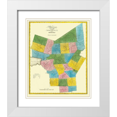 Oneida New York Landowner - Burr 1829 White Modern Wood Framed Art Print with Double Matting by Burr