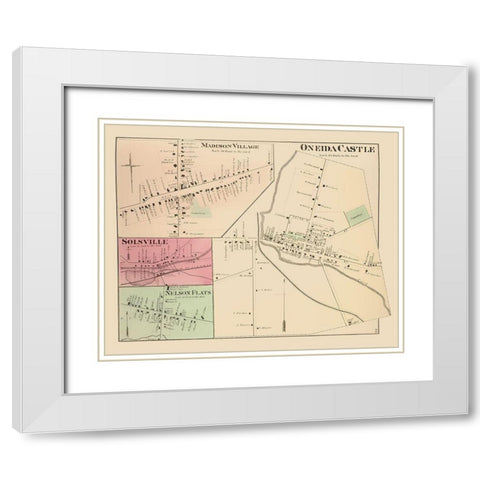 Oneida Castle New York Landowner - Whitman 1875 White Modern Wood Framed Art Print with Double Matting by Whitman